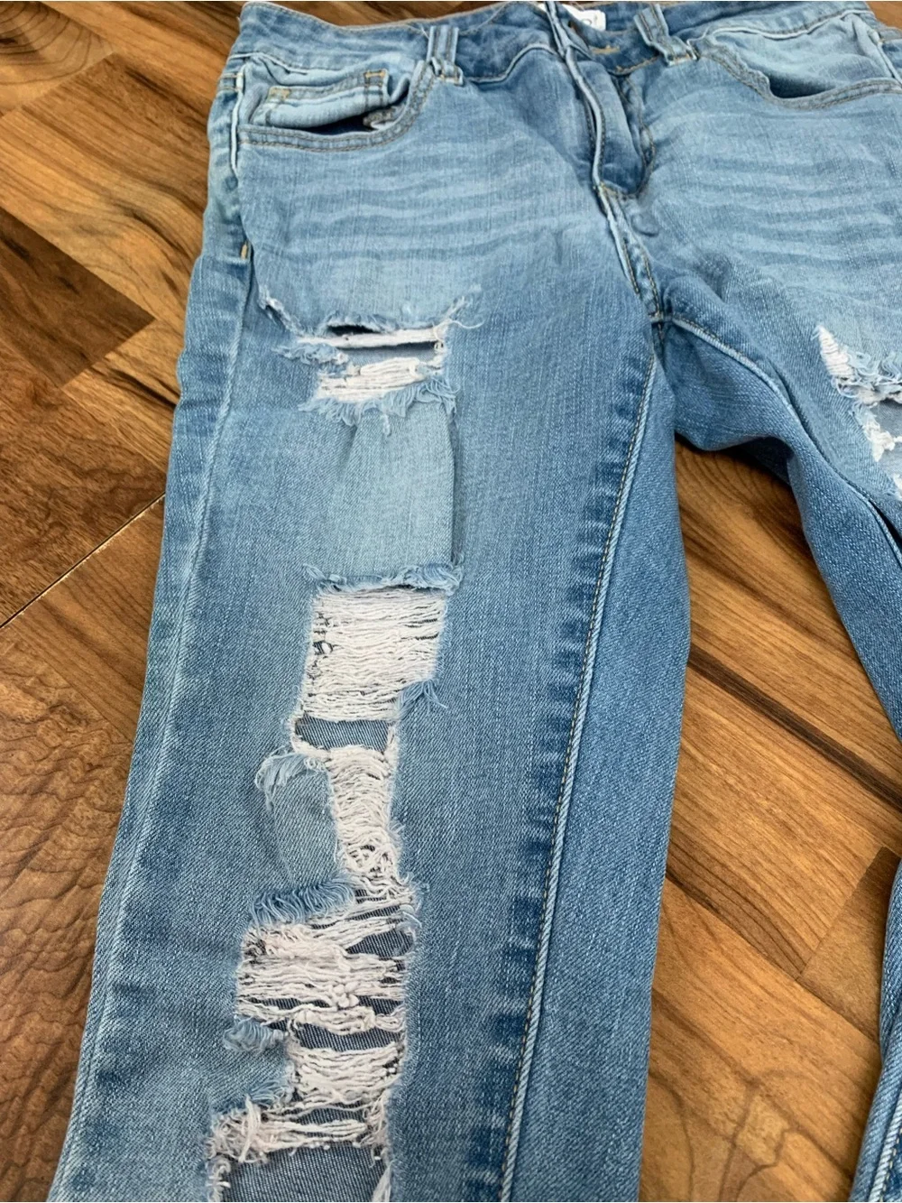Cello Distressed Skinny Jeans Women Size 3 Blue Denim Ripped Frayed Stretch